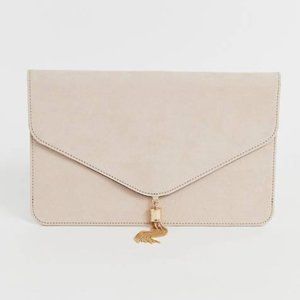 Asos Design Envelope Clutch with Gold Tassel -NWOT